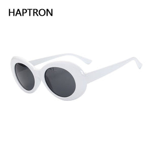 Haptron Kurt Cobai style Oval UV400 Sunglasses Women Vintage retro round Frame white mens Sun glasses red Hip Hop Clear glasses