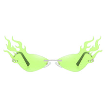 Load image into Gallery viewer, Luxury Flame Sunglasses Women Rimless Bat Sun Glasses Tears Shades Eyeglass Vintage Feather Sunglass Fire Shape Eyewear
