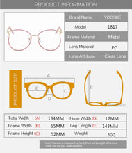Load image into Gallery viewer, Cat Eye Glasses Frames Women Fake Eyeglasses for Ladies Transparent Eyewear Myopia Frame