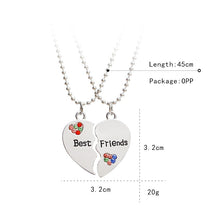 Carica l&#39;immagine nel visualizzatore di Gallery, Fashion Best Friends Honey Love Couple Pendant Necklace 2 Pcs/ Set Rainbow Broken Heart BFF Good Friends Friendship Jewelry Gift
