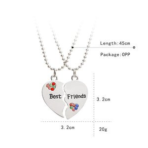 Fashion Best Friends Honey Love Couple Pendant Necklace 2 Pcs/ Set Rainbow Broken Heart BFF Good Friends Friendship Jewelry Gift