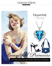 Load image into Gallery viewer, Women Silver Color Necklace Embellished with Crystals from Swarovski Necklace Angel Wings Heart Pendant Valentines Gift