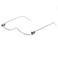 Load image into Gallery viewer, Luxury Fashion Diamond eyeglasses Alloy Frame for Women green and Red Pink Gem Lensless Chain Pendant Half Frame glasses