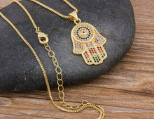 Load image into Gallery viewer, 2020 Dropshipping Hamsa Evil Eye Necklace For Women Collares  Colorful Palm Fatima Necklace Best Party Birthday Jewelry Gift