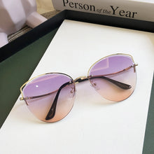 Load image into Gallery viewer, Oulylan Cat Eye Sunglasses Women Luxury Rimless Gradient Sun Glasses Clear Ocean Color Lenses Shades Ladies Sunglass UV400