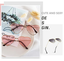 Load image into Gallery viewer, WUE Ladies Heart Shaped Sunglasses metal Women Brand Designer Fashion Rimless LOVE Clear Ocean Lenses Sun Glasses Oculos UV400
