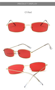 Retro Sunglasses Men Small Rectangle Sun Glasses Retro Shades for Women Metal Frame Black Pink Eyewear