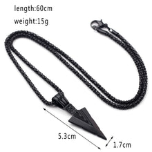 Carica l&#39;immagine nel visualizzatore di Gallery, Men&#39;s  Design Matte Black Long Necklace with Arrow Pendant Jewelry Chain Hip Hop Punk Rock Christmas Halloween Gift For Men Wome