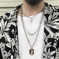Load image into Gallery viewer, Girl Gift Metal Silver Color Cross Pendants Necklace For Women Men  Jewelry Geometric Rectangle Clavicle Chain Necklace