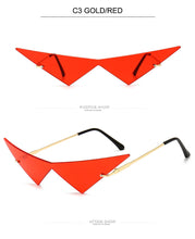 Load image into Gallery viewer, Oversized Cat eye Rimless Sunglasses Women Fashion One Piece Lens Sun Glasses Female Trend Triangle Eyewear Men UV400
