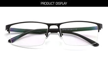 Carica l&#39;immagine nel visualizzatore di Gallery, Men Titanium Alloy Semi Rimless Eyeglasses Frame For Men Prescription Eyewear Flexible TR90 Legs IP Electroplating S61001