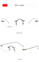 Load image into Gallery viewer, Vintage Round Rimless Glasses Frame Men Pure Titanium Optical Prescription Eyewear Women Frameless Eyeglasses Frame