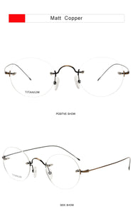 Vintage Round Rimless Glasses Frame Men Pure Titanium Optical Prescription Eyewear Women Frameless Eyeglasses Frame