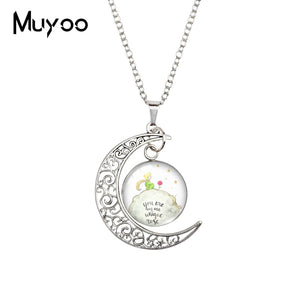 2020 New The Little Prince Moon Necklace Printed Photo Pendant Glass Cabochon Necklaces 20mm Round Jewelry