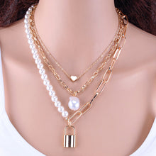Load image into Gallery viewer, Fashion Chain Pearl Necklace For Women Baroque Pearl Metal Charm Pendants Necklaces Choker Snake Chain Jewelry Gold Silver Color