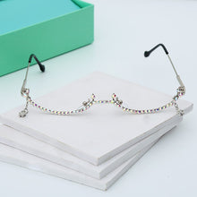 Load image into Gallery viewer, eyeglasses Alloy Frame for Women Star Drop Lensless Chain Pendant Decoration Half Frame Luxury Diamond Glasses