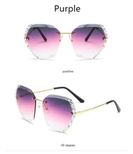 Load image into Gallery viewer, Vintage Style Rimless Sun Glasses Female Luxury Brand Cut Diamond Crystal Gradient Square Sunglasses
