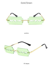 Load image into Gallery viewer, Small Rectangle Rimless Sunglasses Women NEW Fashion Blade Shape Vintage Hollow Eyeglasses Women Razor Gafas Punk UV400 Alloy