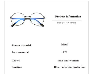 Round Glasses frame retro FemaleTransparent for Computer Lenses Metal Frame Eyeglasses Women Men Anti Blue Ray Oculos De Grau Sp