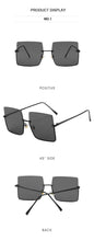 Carica l&#39;immagine nel visualizzatore di Gallery, New Fashion Lady Oversize Half Frame Occhiali da sole quadrati in metallo Occhiali da donna di lusso oculos de sol feminino Occhiali da sole 