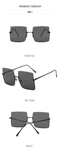 New Fashion Lady Oversize Half Frame Occhiali da sole quadrati in metallo Occhiali da donna di lusso oculos de sol feminino Occhiali da sole 