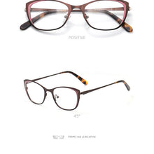 Load image into Gallery viewer, Square rectangular cat eye eyeglasses frame metal transparent small narrow glasses Women diopters customizable fashion luxury