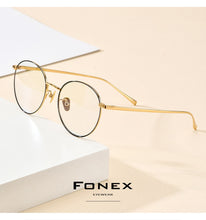 Load image into Gallery viewer, Pure Titanium Anti Blue Light Blocking Glasses for Women Retro Round Eyeglasses Men  New Vintage Optical Eyewear