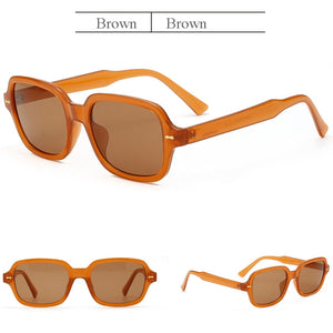 Fashion Unisex Square Sunglasses Men Women Fashion Small Frame Yellow Sunglasses Female Retro Rivet Glasses UV400