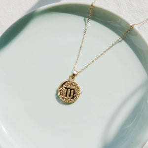 Gold Color 12 Constellation Coins Necklaces & Pendants Women Virgo Taurus Leo Short Chain Necklace Girls Gemini Celestial