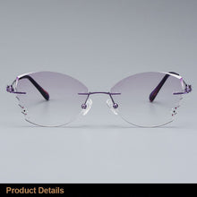 Load image into Gallery viewer, Gmei Optical Stylish Alloy Women Rimless Glasses Frame With Diamond Trimming Cut Gradient Purple Tinted Plano Lenses Z2870