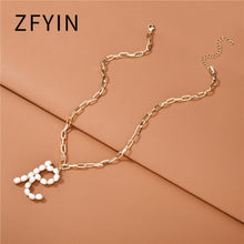Carica l&#39;immagine nel visualizzatore di Gallery, ZFYIN 2020 New Trendy Jewelry Fresh Water Pearl Alphabet Letters Initials  Pendant Necklaces for Women