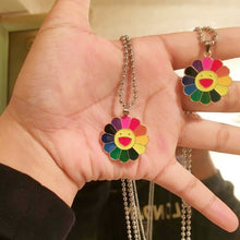 Load image into Gallery viewer, New Fashion Simple Classic Murakami Sun Flower Sunflower Colorful Petals Can Be Rotated Hip Hop Pendant Necklace