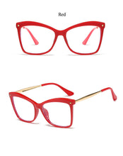 Load image into Gallery viewer, Frame Women's Glasses Transparent Vintage Cat Eye Rivet Female Glasses Metal Women's Eyeglasses With Frame
