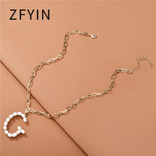 Carica l&#39;immagine nel visualizzatore di Gallery, ZFYIN 2020 New Trendy Jewelry Fresh Water Pearl Alphabet Letters Initials  Pendant Necklaces for Women