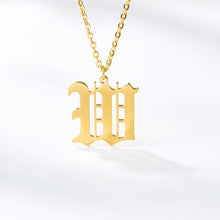 Load image into Gallery viewer, Old English Letter Initial Necklaces For Women Men Gold Silver Color Stainless Steel Chain Male Female Pendant Necklace Jewelry