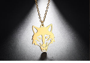 My Shape Wolf Animal Necklace 316L Stainless Steel Forest Animals Men Necklace Hollow Cut Out Pendant Jewelry Gift For Women