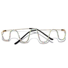 Load image into Gallery viewer, Luxury Fashion Diamond eyeglasses Alloy Frame for Women green and Red Pink Gem Lensless Chain Pendant Half Frame glasses