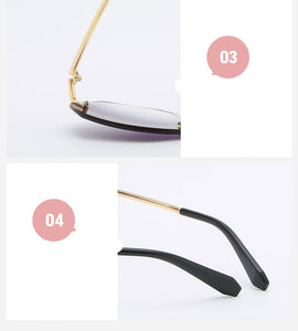2022 Rimless Sunglasses Women Brand Designer Sun Glasses Gradient Shades Cutting Lens Ladies Frameless Metal Eyeglasses UV400