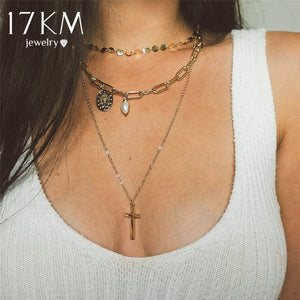 Bohemian Gold Necklaces For Women Multilayer Fashion Pearl Pendants Necklace Portrait Chokers 2020 Trendy New Jewelry Gift