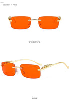 Load image into Gallery viewer, Fashion Rimless Rectangle Sunglasses Women Retro Cheetah Decoration Clear Ocean Lens Eyewear Men Sun Glasses Shades UV400
