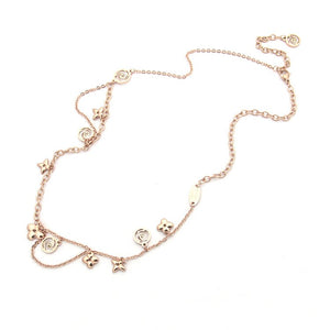 Titanium steel necklace wholesale V four leaf flower double chain necklace women's foreign trade multi accessories chain necklac