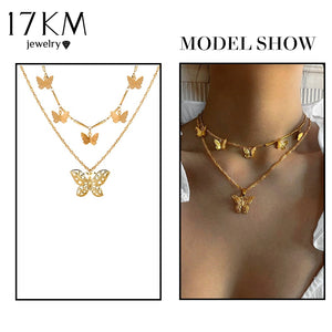 New Butterfly Pendant Necklaces For Women Fashion Moon Charm Gold Multilayer Choker Necklace 2020 Bohemian Jewelry