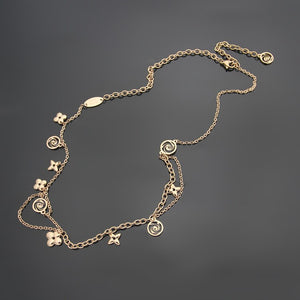 Titanium steel necklace wholesale V four leaf flower double chain necklace women's foreign trade multi accessories chain necklac