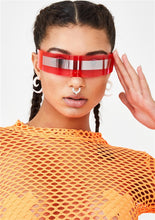 Load image into Gallery viewer, Fashion Siamese Futuristic Wrap Around Monob Costume Sunglasses Luxury Brand Designer Mask Novelty Glasses Purple Blue Goggle