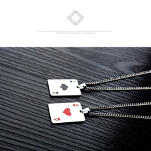 Carica l&#39;immagine nel visualizzatore di Gallery, JHSL Men Statement Poker Pendant Necklace Red Black Silver Color Stainless Steel Fashion Jewelry Gift