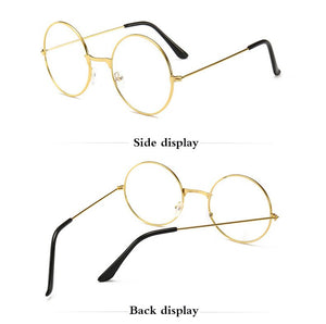 Vintage Round Metal Frame  Personality College Style Clear Lens Eye Glasses Frames blue-light eye protection mobile phone game