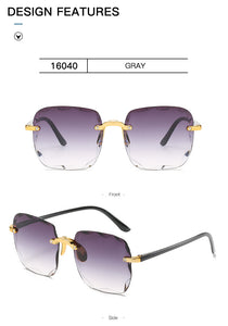 Square Sunglasses Women Frameless Gradient Sun Glasses Women/Men Brand Designer Retro Pink Outdoor Lentes De Sol Mujer