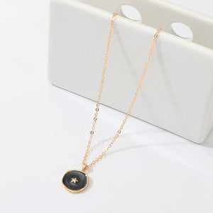 Simple Stars Moon Necklaces Fashion Europen Alloy Oil Drop Women Long Heart Round Golden Pendant Necklace Jewelry For Girls