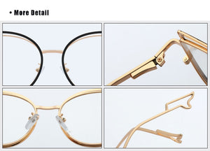 Ralferty Retro Metallic Eyeglass Frame Women Computer Anti Blue Light Glasses Leopard Myopia Optic Prescription Glasses Frame