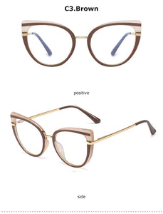 Cat Eye Anti Blue Light Optical Glasses Women Prescription Myopia Eyeglass Frame Ladies Clear Computer Glasses